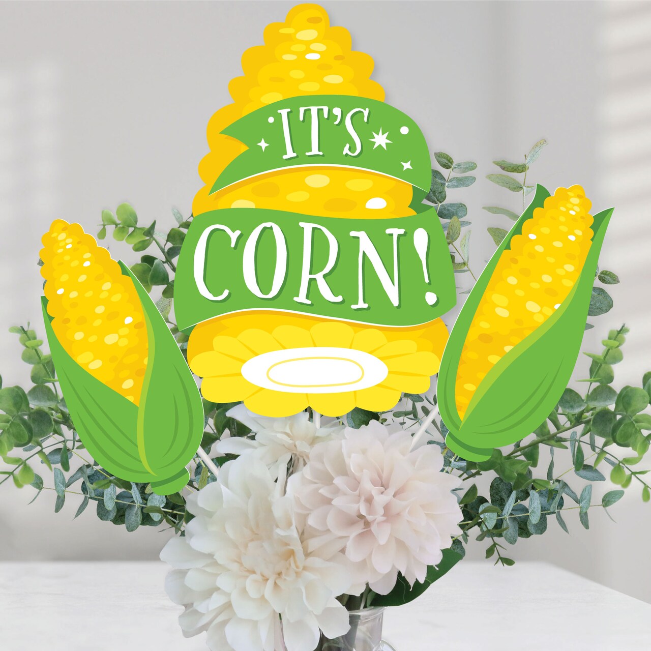 Big Dot of Happiness It's Corn - Fall Harvest Party Centerpiece Sticks - Table Toppers - Set of 15